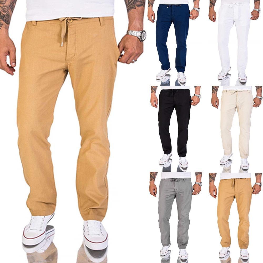 Buy Men Pants Classic Solid Color Large Pocket Casual Pants at
