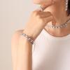 European Style Colorful Cubic Zirconia Jewelry Set with Diamond-Studded Necklace, Light Luxury Bracelet, and Exquisite Earrings