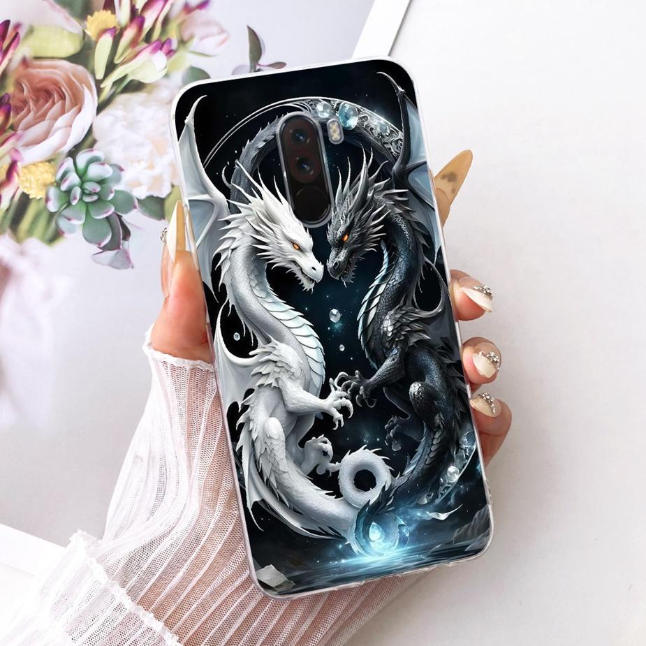 Para Xiaomi Pocophone F1 Funda Lujo Lazo Flores Pintadas Cubierta 6.18'' Suave TPU Funda para Teléfono Para Xiaomi Poco F1 PocoF1 Fundas Bumper