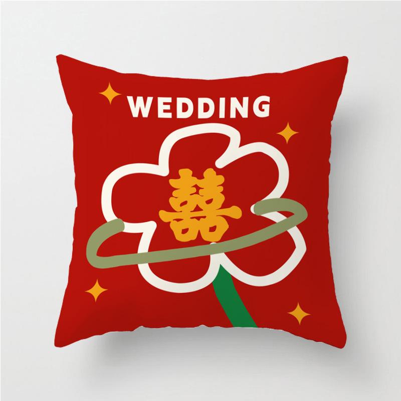 New Chinese Style Double Happiness Pillow Wedding Decoration Bed Cushion Wedding Cushion Wedding Sofa Decoration Printed Cushion