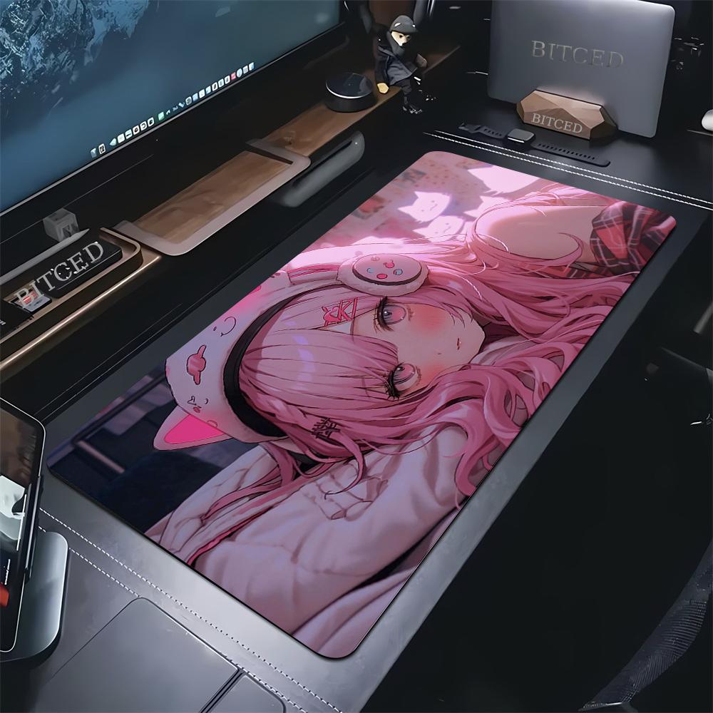 Large Gaming Mousepad Cute Anime Girls Locking Edge Keyboard Mouse Pad Gamer Non-Slip Computer Mouse Mat Kawaii Deskmat Carpet
