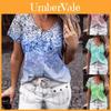 Elegant Womens V-neck Short Sleeve Floral Print Tops T-shirt For Casual Wear