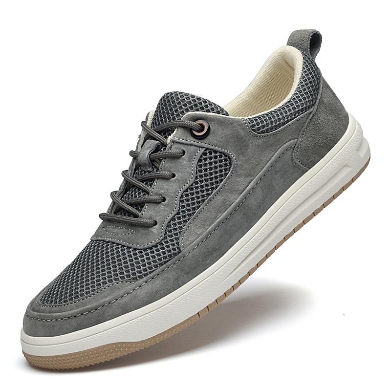 Classic Men's Leather Casual Lace Up Round Toe Climbing Shoes Men's Outdoor Walking Breathable Outdoor School Flats Shoes