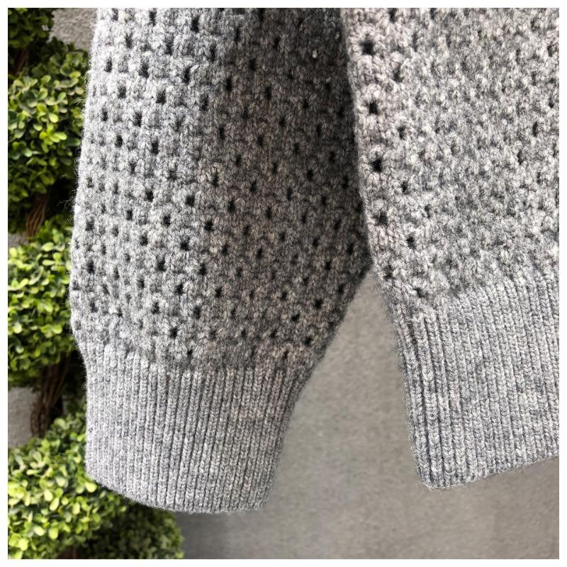 Mens Hollow Out Hooded Cardigan Loose Knit Sweater Casual Outerwear
