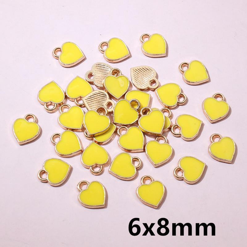 50Pcs 7x8mm Small Colorful Alloy Heart Charms Cute Love Pendants For DIY Bracelet Necklaces Jewelry Making Accessories