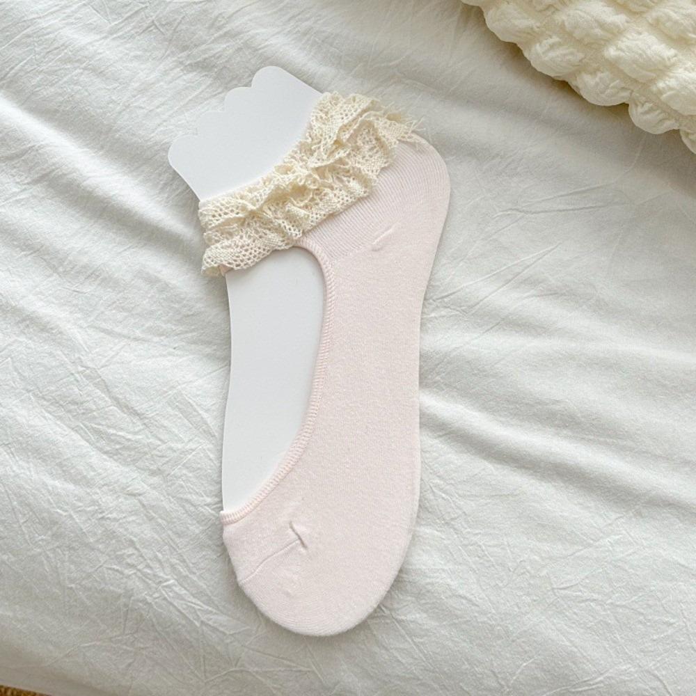 Solid Color Ankle Socks Breathable Lace Socks Thin Thin Socks For Female розовый