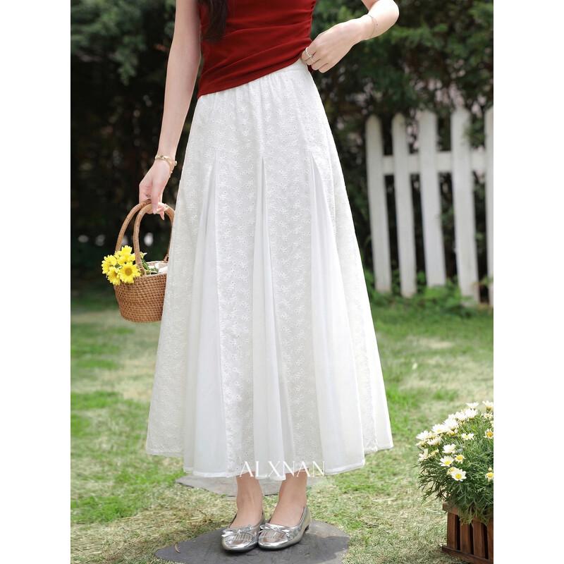 French Style Elegant A-line Midi Skirt M