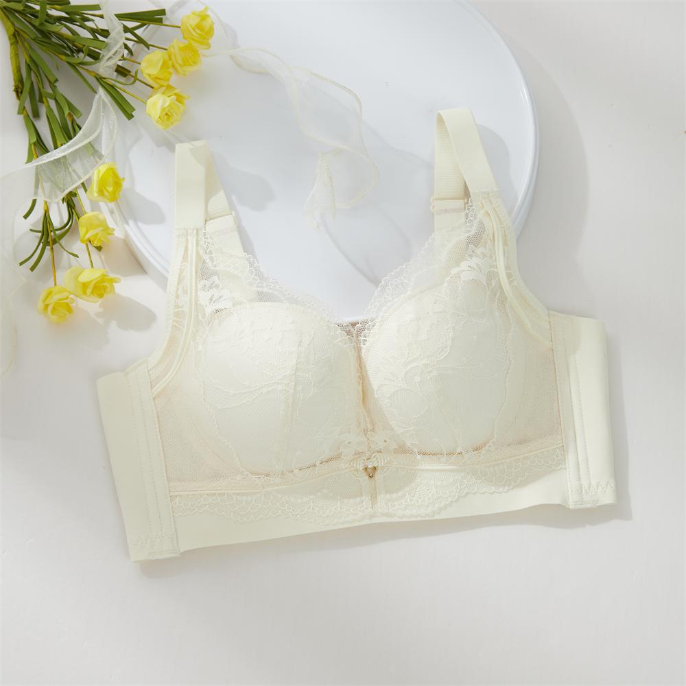 

Small breasts medium thickness not empty cup bra gathered and adjusted upper support comfortable and sexy no steel ring bra 34/75AB кремовый
