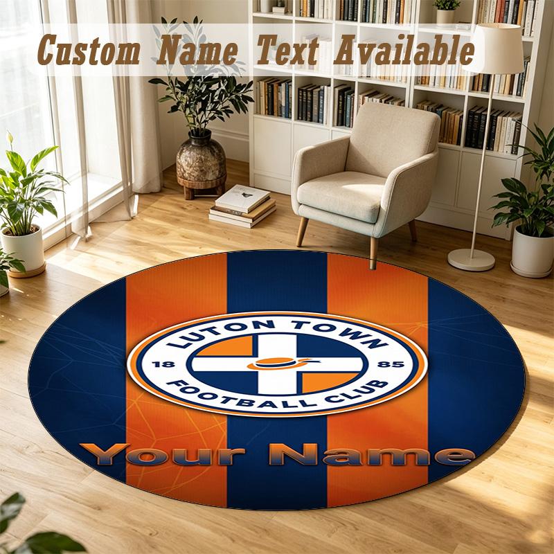 Round Rug Custom NameLuton Town Pattern Non Slip Carpet Home Floor Decor
