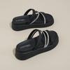 CRLAYDK Sandals for Women Platform Shoes Summer Comfortable Dressy Ladies Strap Rhinestone Slides Leather Beach Casual Slippers