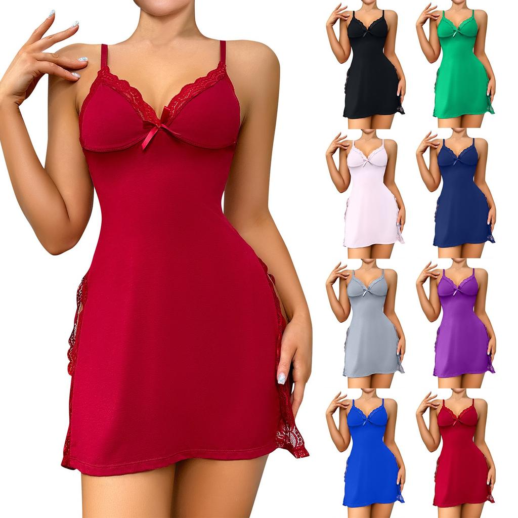 Lingerie Nightgown Lace Sexy Chemise Nightgown Babydoll Soft Sleepwear