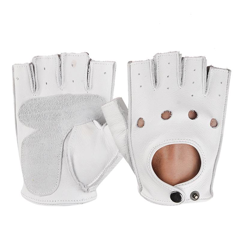 Men's & Women's Retro Half-Finger Non-Slip Cowhide Cycling Gloves for Autumn/Winter