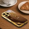 Premium Stallion Art Electroplated Golden Phone Case For iPhone 14 17 16 15 13 12 11 Pro Max Plus 16E 17Air XR 7 8 X Glass Cover
