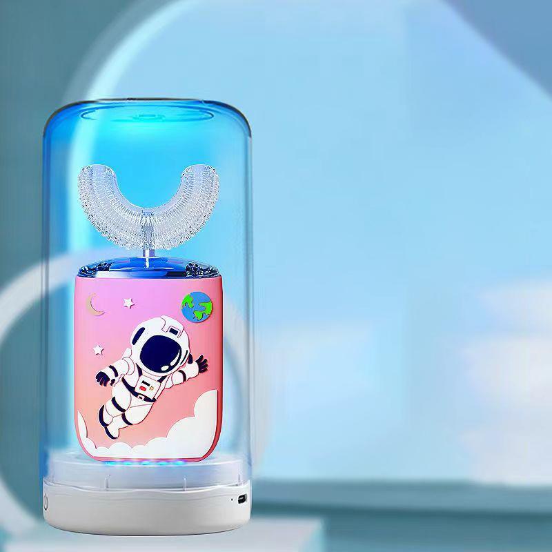 360 Degrees Automatic Children Electric Toothbrush Rechargable U Shaped for Kids Smart Ultra Sonic Tooth Brushes Blue Light IPX7