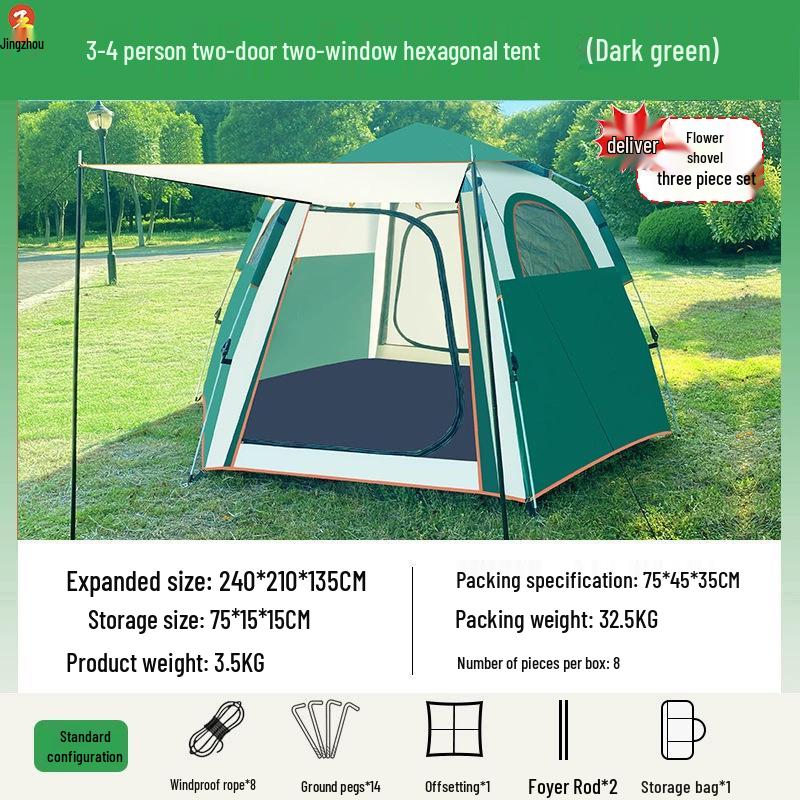 Quick-Open Outdoor Camping Tent 3-4 Person