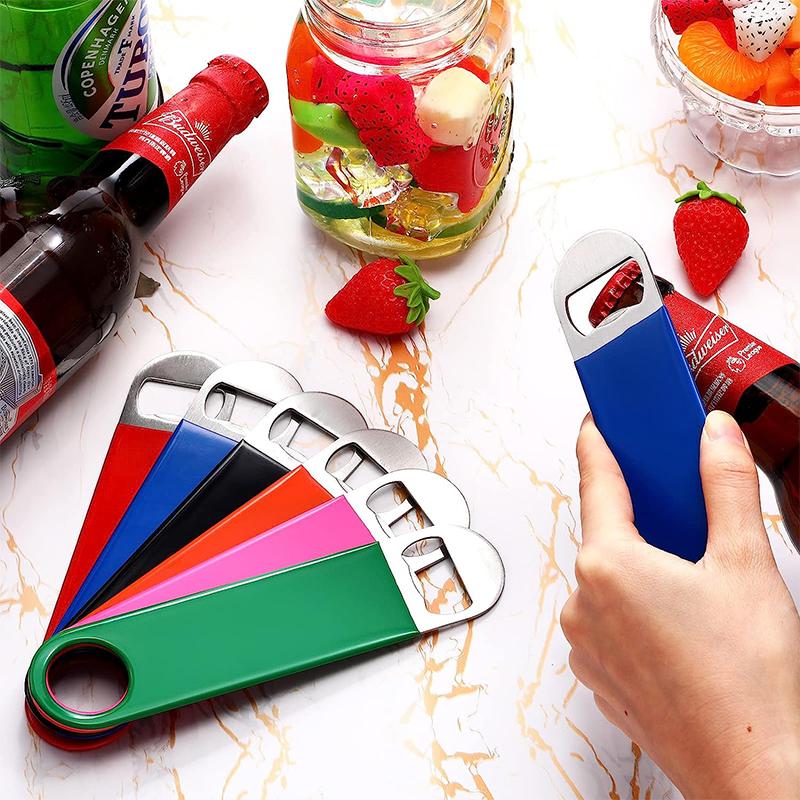 1Piece Bartender Bottle Opener Stainless Steel Beer Bottle Openers Rubber Flat Bottle Opener Heavy Duty Bar Opener YY048