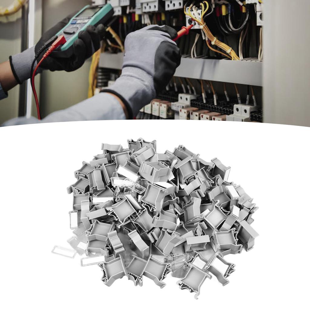 100Pcs UK B2 Terminal Marking Block Set PA66 DIN Rail Guideway Marker for Identification