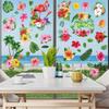 9 Sheets Summer Window Clings Stickers Double-Sided Window Decals Tropical Flamingo Green Plants Coconut Tree Designs Summer Hawaii Colorful Flower