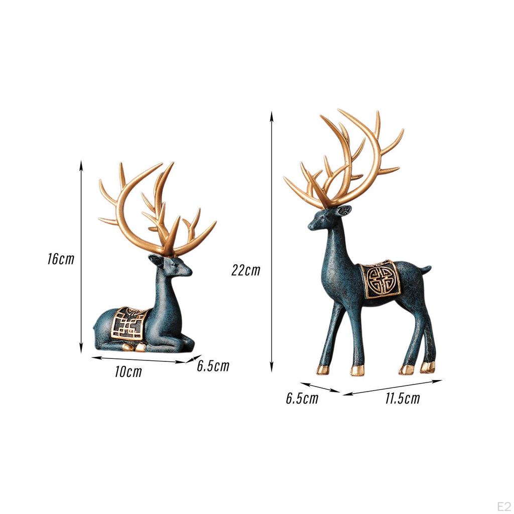 Elegant Reindeer Figurines, Animal Ornament Collectible Decorative Creative 1 Pair Elk Statue for