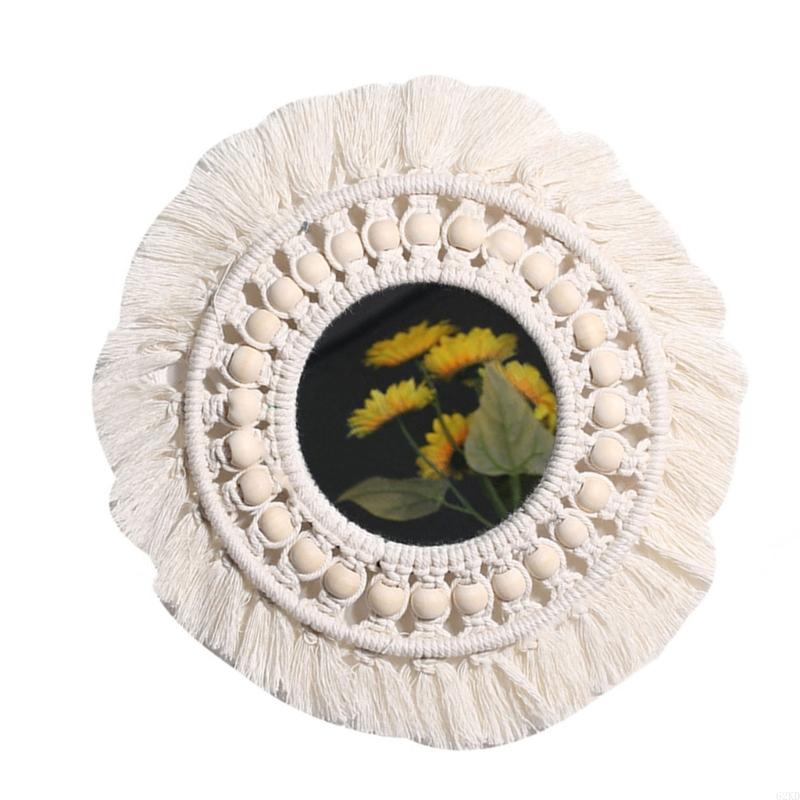 62KD Bohemian Wall Hangings Mirrored Tapestries Tassels Crafts Decorative Mirrored