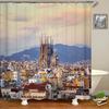 Beautiful Natural Scenery City Town Shower Curtains Bathroom Waterproof Polyester Fabric Bath Curtain Landscape Decor Curtains