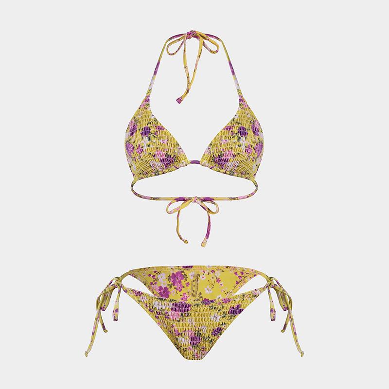 Europäisches und Amerikanisches Bedrucktes Dreiteiliges Bikini-Set mit Gaze-Rock - Sexy Urlaubs-Badeanzug