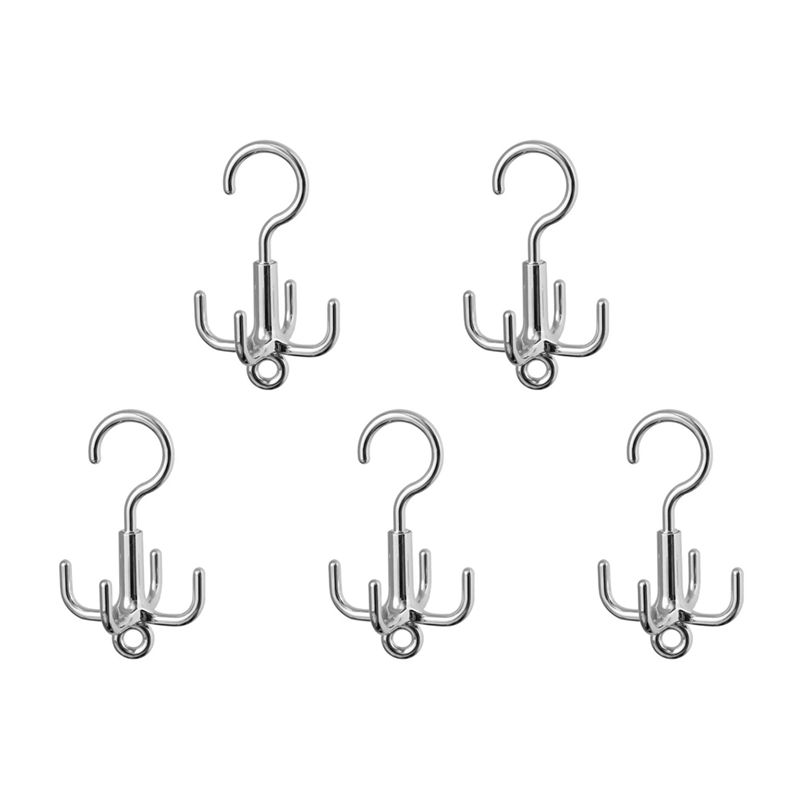 

AEE2-5PCS 360° Rotating Hanger Hooks Space Saving Wardrobe Organizer Clothes Rack Bag Shoes Scarf Hanger Hanging Holder серебряный