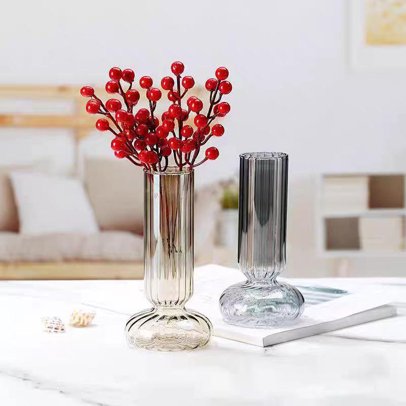 High-End Glass Tabletop Vase - Elegant Decorative Ornament for Fresh Flowers