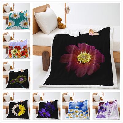 Small Daisy Flower 2D Digital Printing Thickened Lamb Fleece Crystal Fleece Blanket One Piece