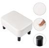 IBUYKE Small PU Leather Ottoman Modern Home Living Room Bedroom Rectangular Stool with Padded Seat and Pine Wood White Footstool, Footrest, Legs,