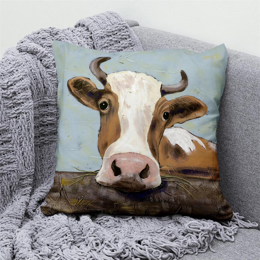 Juste De Coussin En Velours Animal Floral, Taie D'oreiller Décorative, Oreiller Pour La Maison, Canapé, Chambre, Voiture, Loup, Vache
