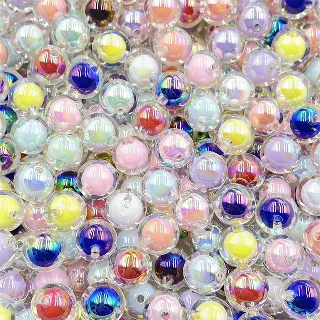 10/60Pcs 16Mm Round Mixed Color Shine Smooth Acrylic Spacer Beads For Jewelry Making Diy Handmade Bracelet Necklace Accessories
