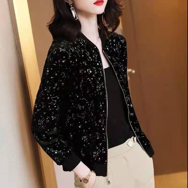 Summer Women Chiffon Jacket Thin Breathable Baseball Uniforms Long Sleeve Printed Jacket Loose Short Plus Size Sunscreen