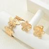 3Pcs/Set Fashion Metal Large Flower Splicing Bracelet for Women Trend Open Flowers Bangle Rings Sets Party Holiday Jewelry Gifts