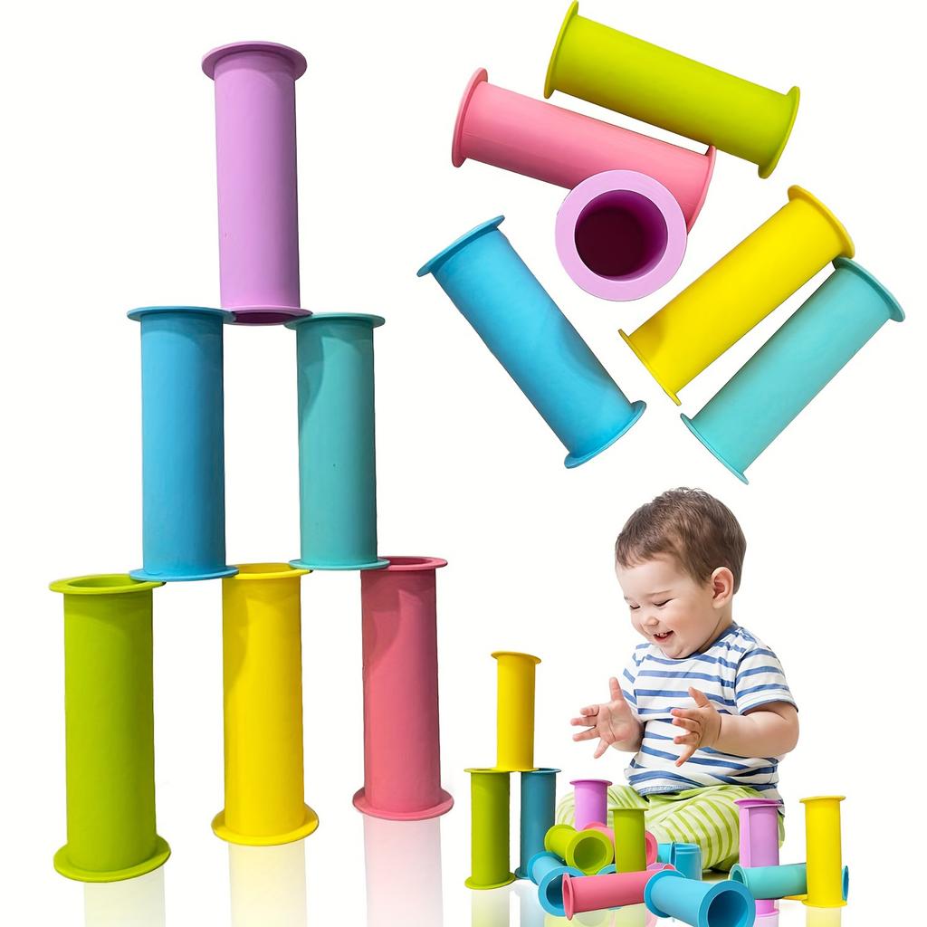 Multi-function Silicone Stacking Toys For Children, Baby Sensory Play Learning Puzzle Toys, Sensory Toys For Kids,