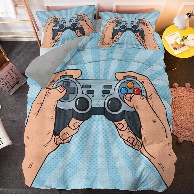 Moderne Technologie-Trends Gamer Bettwäsche-Set für Erwachsene Kinder Gamepad Steppdecke/ Bettbezug Hippie Nordisch Polyester Steppdeckenbezug