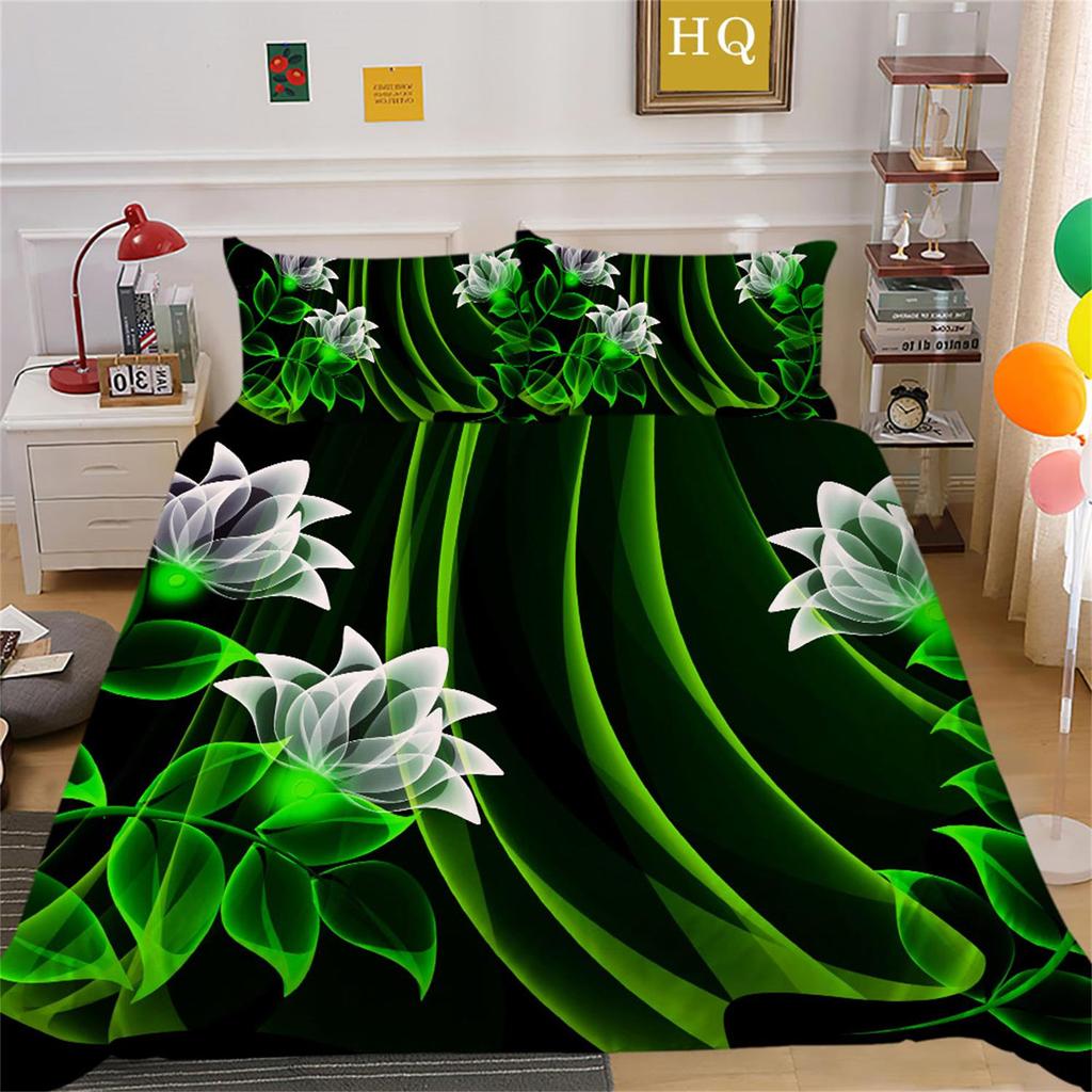 3D Blomstermønster Sengetøy, Soverom Dyne og Putetrekk 2 Deler/3 Deler, Full Størrelse Sengetøy, Hjemmedekorasjon