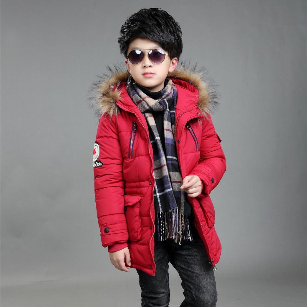 Dětská podzimní a zimní dlouhá, hezká teplá bunda s písmeny, plus velikost, s kapucí, podšívka, bavlněná bunda