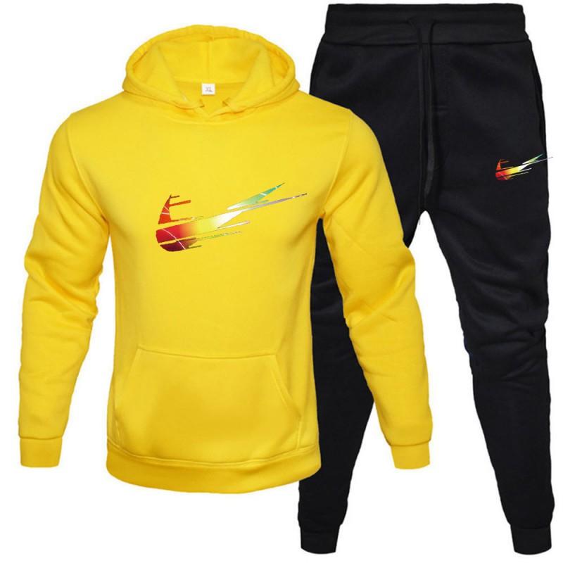 Mens Tracksuit Set Long Sleeve Hoodie Sweatshirt Sweatpants Casual Sportswear Youth Fashion