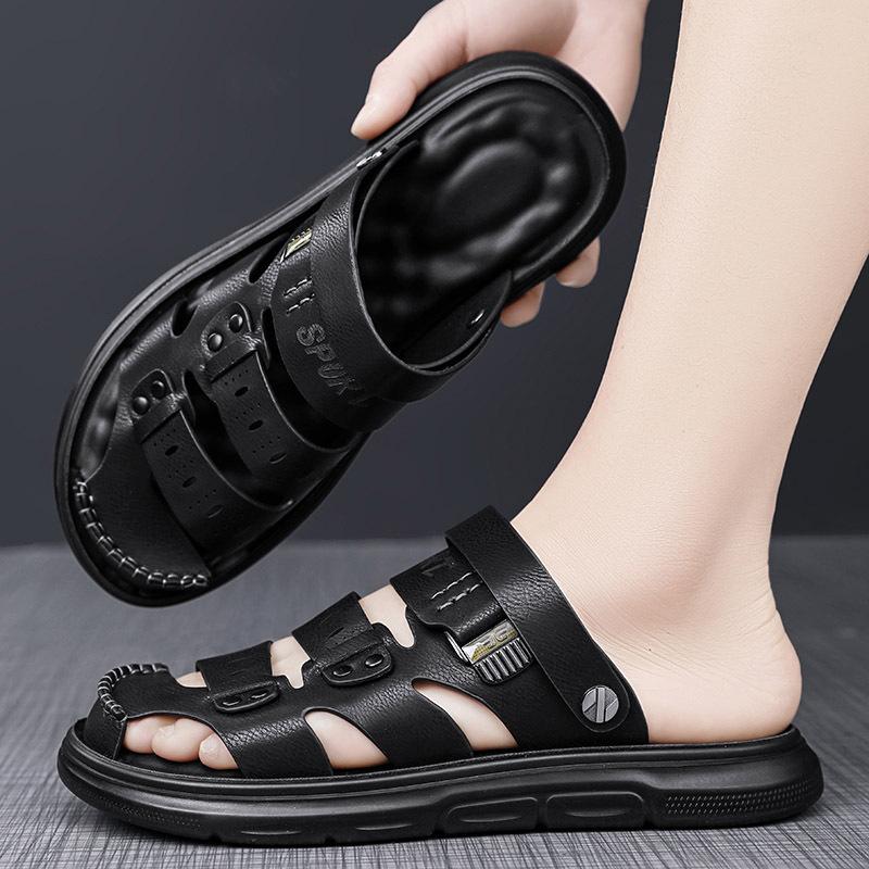 Men's sandals summer new fashion trend versatile personality platform two wear bag head slippers travel beach sandals