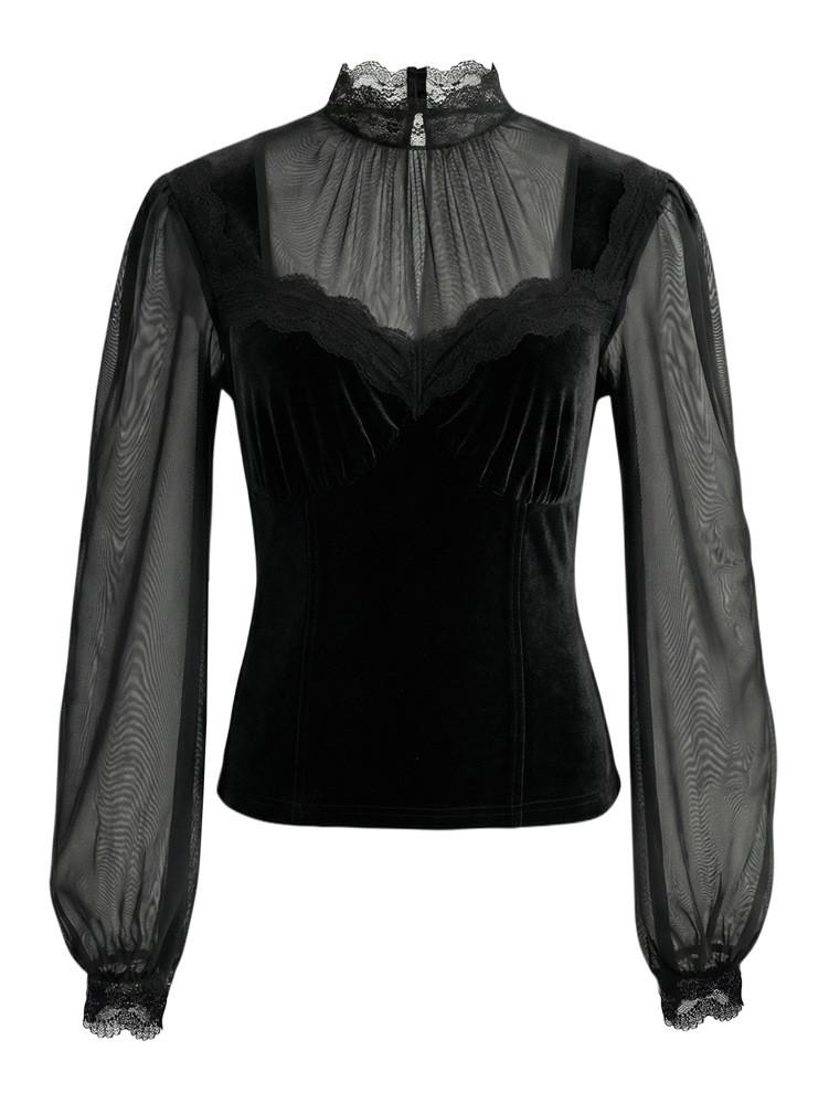 Elegant Polyester Blouse With Ruffle Long Sleeves For Office And Casual Wear