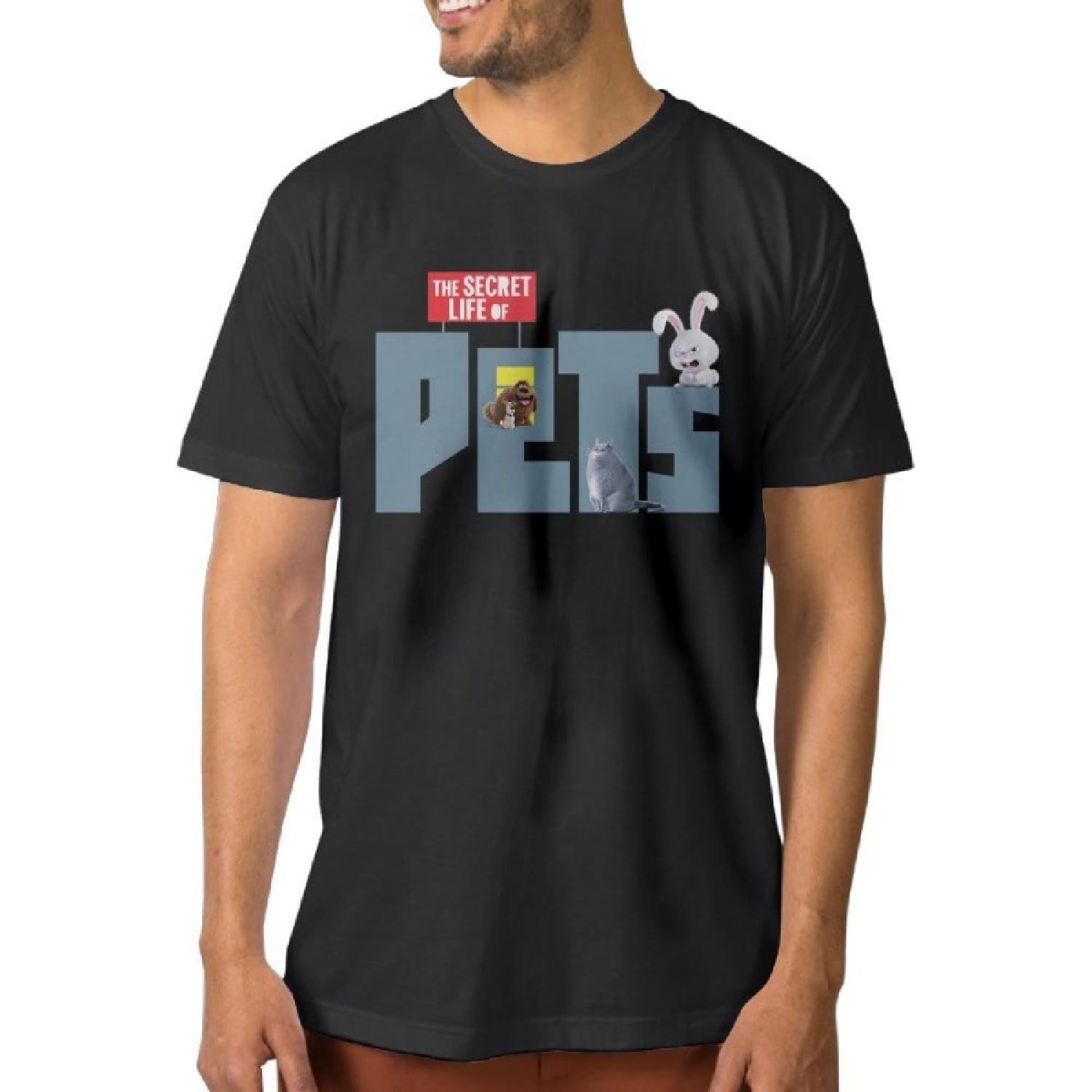 Модные мужские футболки Тайная жизнь домашних животных Черные Размер L XXXXXL разноцветный