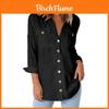 Luxurious Fashion Autumn Pocket Long Sleeve Casual Chiffon Women's Shirt Top