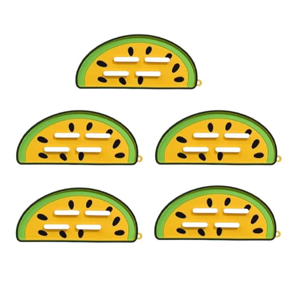 5 pieces Soft Silicone Drain Pot Cover Pad Watermelon Shape Heat Insulation Pad  Kitchen Counter