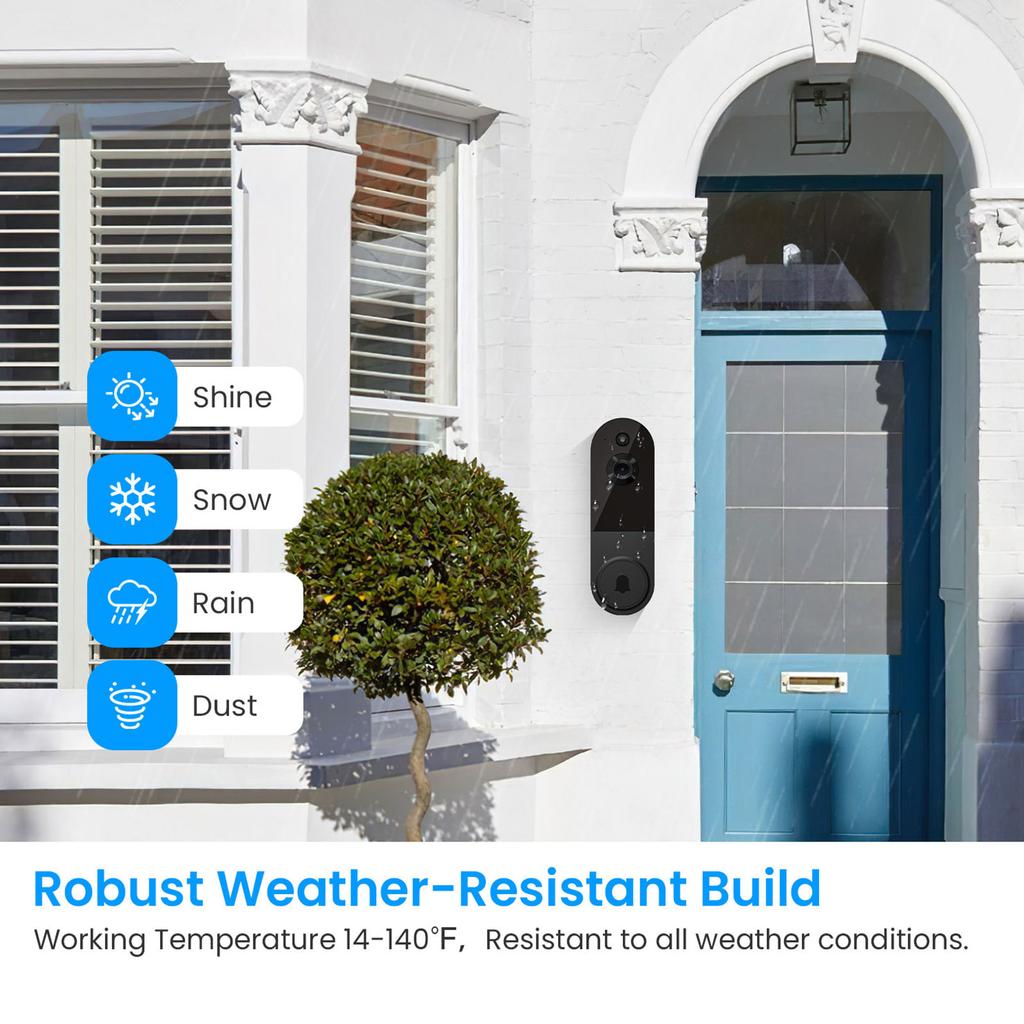 Wireless Video Doorbell Waterproof Smart Monitoring Doorbell Rechargeable Electronic Doorbell Camera for Home Safety Protection