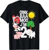 Oink Baa Moo I'm 2 Farm Theme Birthday Gift 2 Yrs Old Shirt Gift Unisex T-Shirt