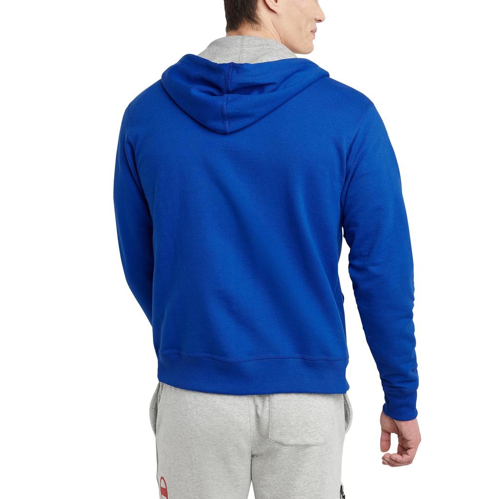 Champion Power Blend Fleece US Blue Men's Full-Zip Hoodie, Size Medium, Color