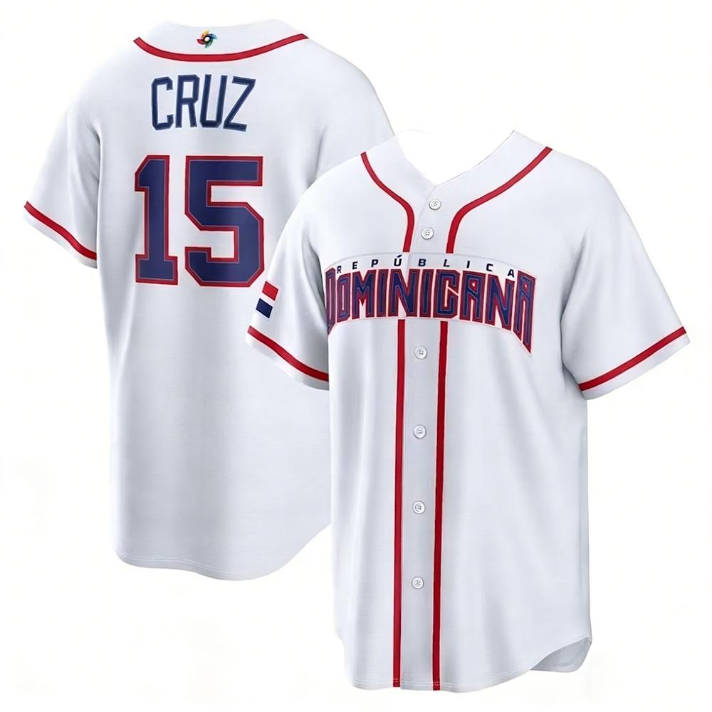 Maglia da Baseball della Nazionale Dominicana Traspirante Asciugatura Rapida Stampa Digitale Trendy Stile Streetwear Maglia Casual per i Tifosi