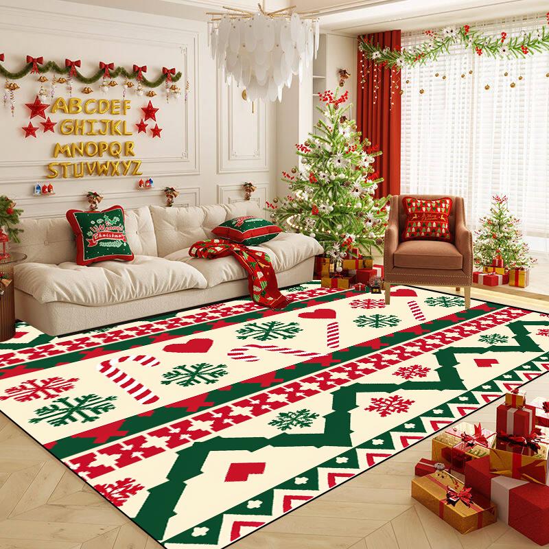 Christmas Tree Decor Rug Large Living Room Decoration Home Carpet Cartoon Children's Bedroom Mat Non-slip Lounge Rug Customized