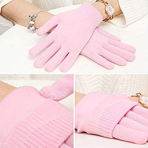 Iktu Gel Moisturizing Spa Gloves Soft Cotton with Thermoplastic Gel Repair Heal Cracked Dry Skin, Gel Lining Infused with Essential Oils and Vita